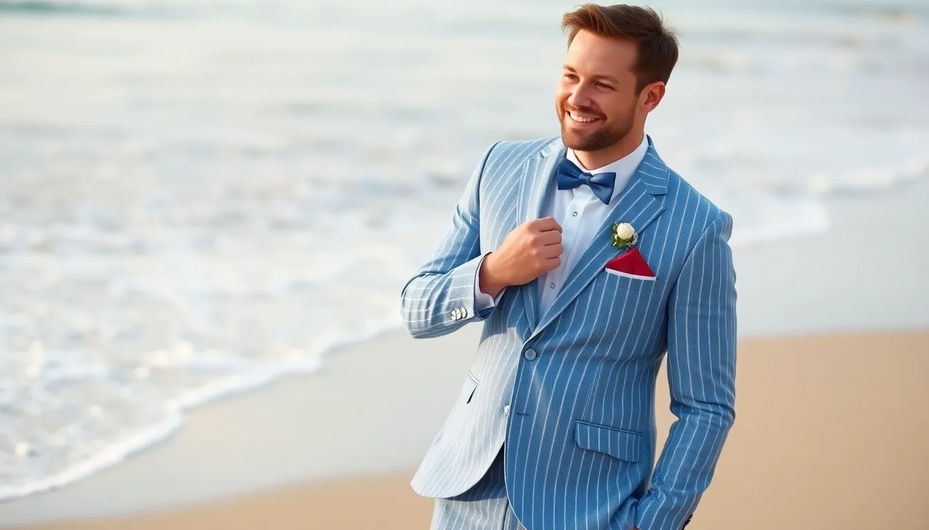 25 Beach Wedding Suit Ideas That Look Amazing (& Keep You Cool) 4 25 Beach Wedding Suit Ideas That Look Amazing (& Keep You Cool) 3