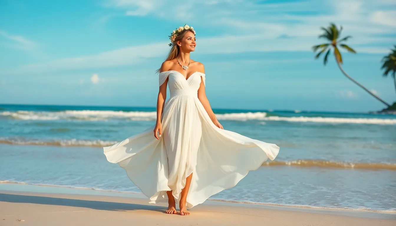 15 Stunning Beach Wedding Dress Ideas for Your Dream Seaside Ceremony 16 15 Stunning Beach Wedding Dress Ideas for Your Dream Seaside Ceremony 15