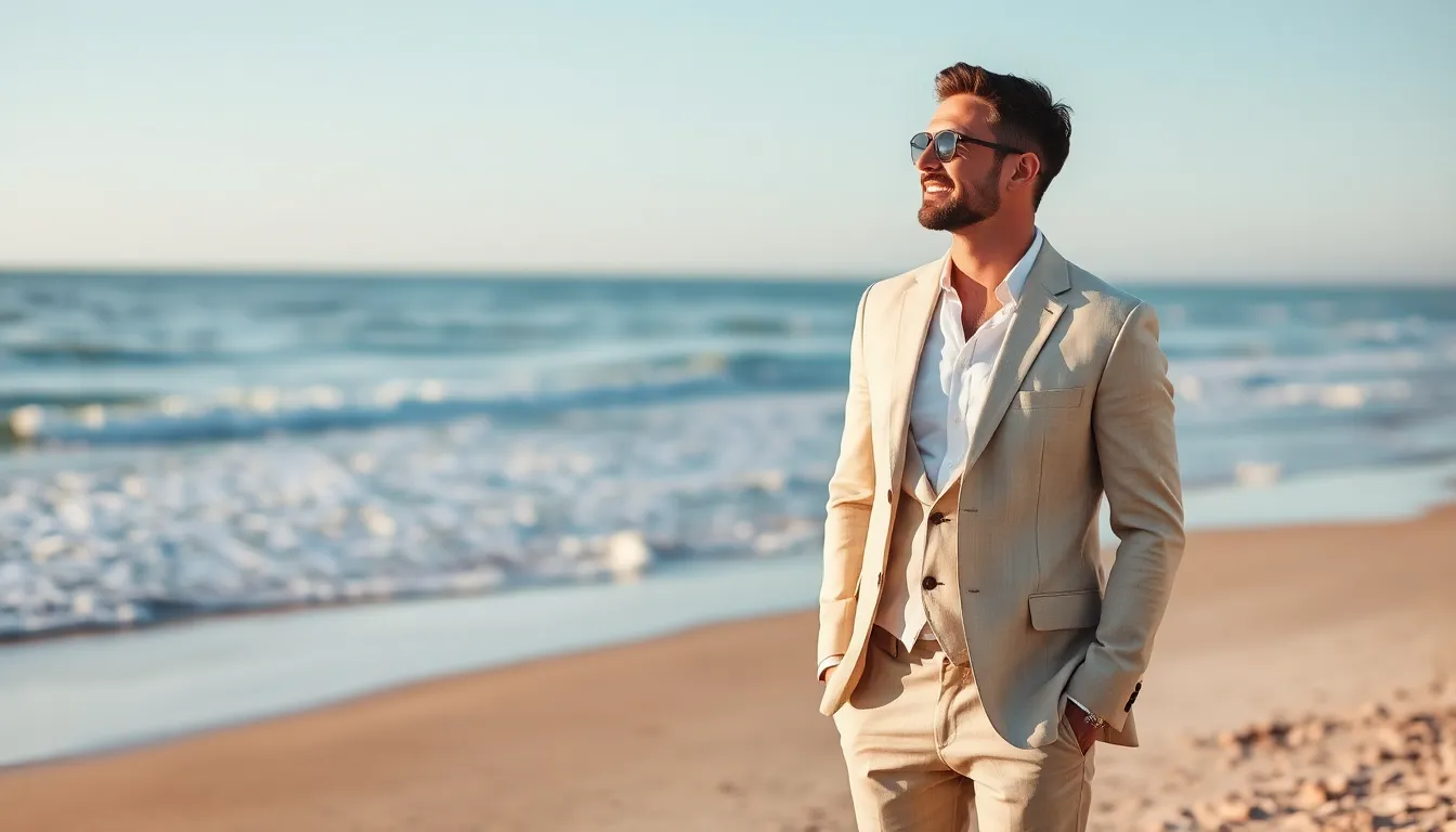 25 Beach Wedding Suit Ideas That Look Amazing (& Keep You Cool) 16 25 Beach Wedding Suit Ideas That Look Amazing (& Keep You Cool) 15