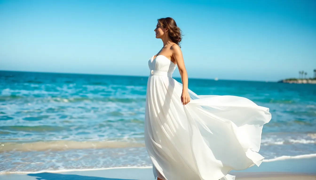 15 Stunning Beach Wedding Dress Ideas for Your Dream Seaside Ceremony 2 15 Stunning Beach Wedding Dress Ideas for Your Dream Seaside Ceremony 1
