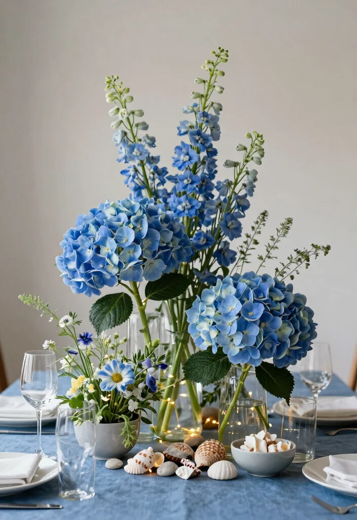 10 Blue Bridal Shower Ideas for Calm Elegant and Modern Decor Themes - 1. Elegant Blue Floral Centerpieces 1