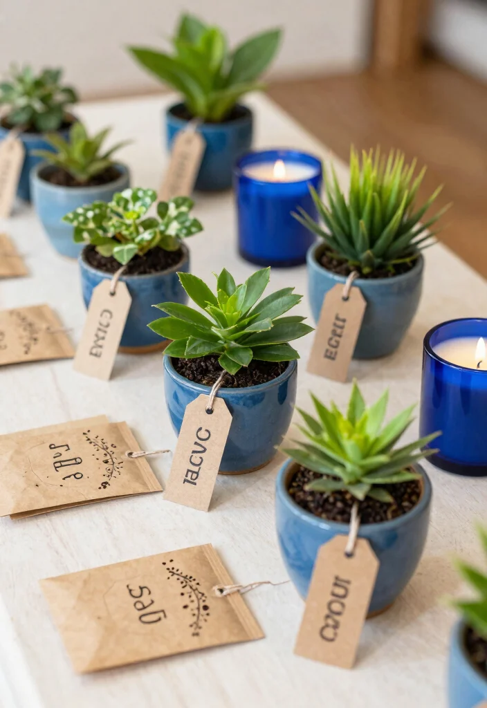 10 Blue Bridal Shower Ideas for Calm Elegant and Modern Decor Themes - 6. Sustainable Party Favors 1