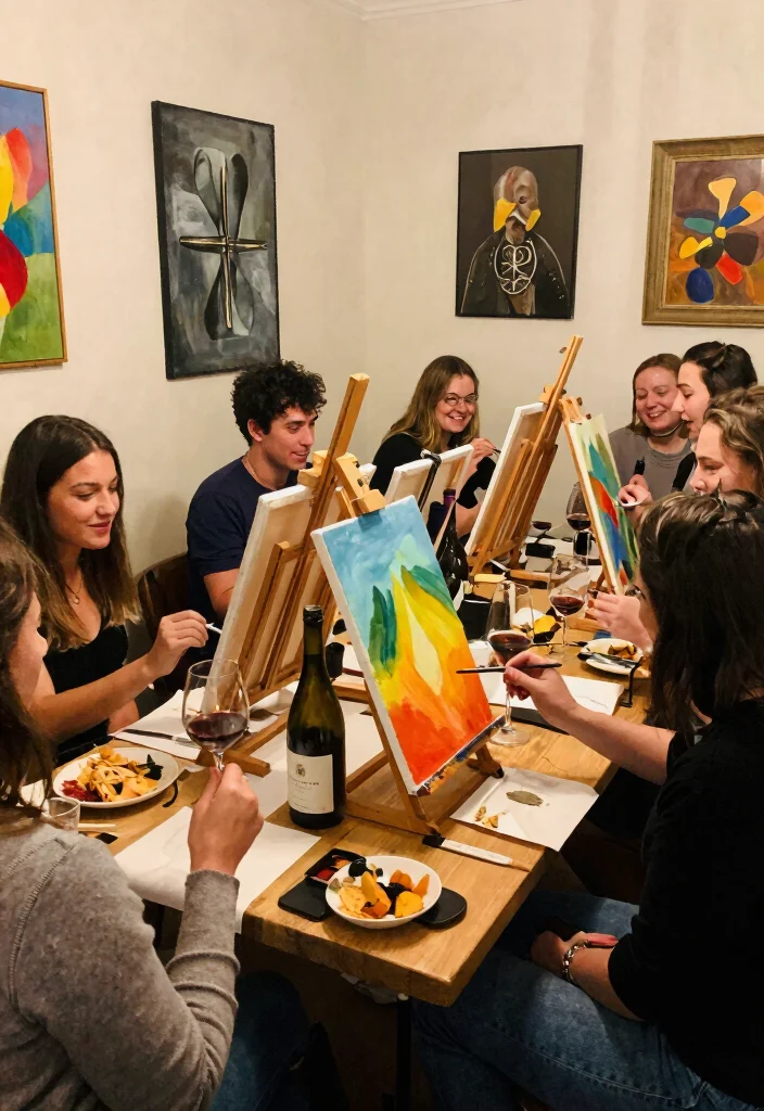 10 Casual Rehearsal Dinner Ideas for Relaxed Comfortable Pre Wedding Fun - 7. Artistic Wine and Painting Night 1