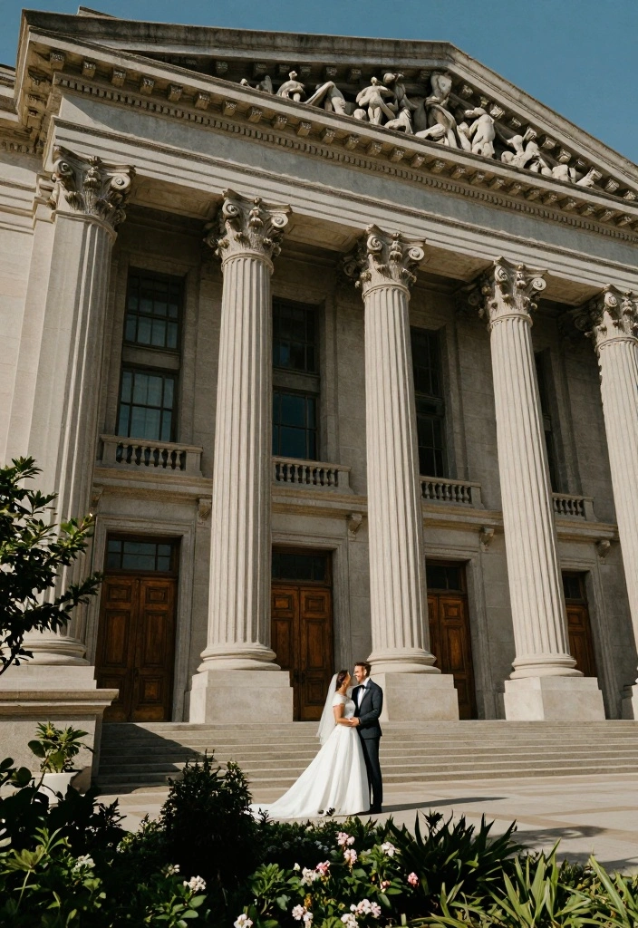 10 Courthouse Wedding Photo Ideas for Stylish Timeless Captures - 1. Embrace the Architecture 1