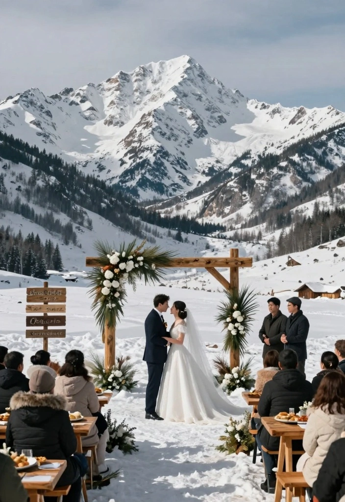 10 Cozy Winter Wedding Themes for Warm Intimate Seasonal Celebrations - 7. Snowy Mountain Theme 1