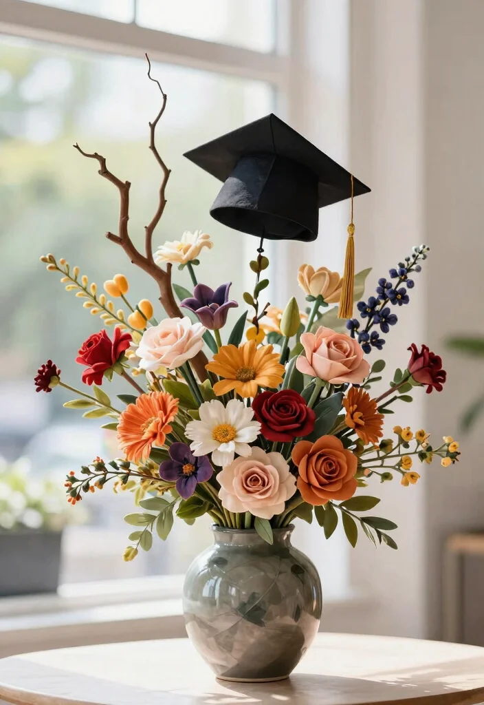10 Graduation Bouquet Ideas for Cheerful Meaningful Celebration Gifts - 10. Artistic Floral Sculpture Bouquet 1