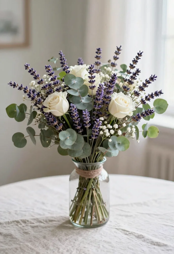 10 Graduation Bouquet Ideas for Cheerful Meaningful Celebration Gifts - 7. Romantic Lavender and Eucalyptus Bouquet 1