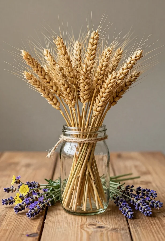 10 Here Comes the Son Centerpiece Ideas for Sweet Sunny Baby Shower Decor - 5. Rustic Charm with Wheat 1