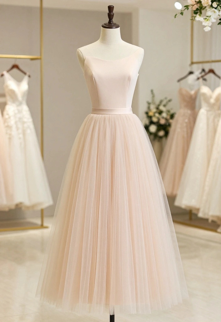 10 Minimalist Wedding Dress Styles for Clean Modern and Chic Elegance - 4. Simple Tulle Skirt Ensemble 1