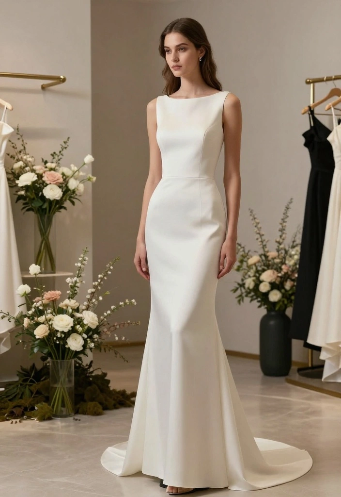 10 Minimalist Wedding Dress Styles for Clean Modern and Chic Elegance - 5. Elegant Column Dress 1