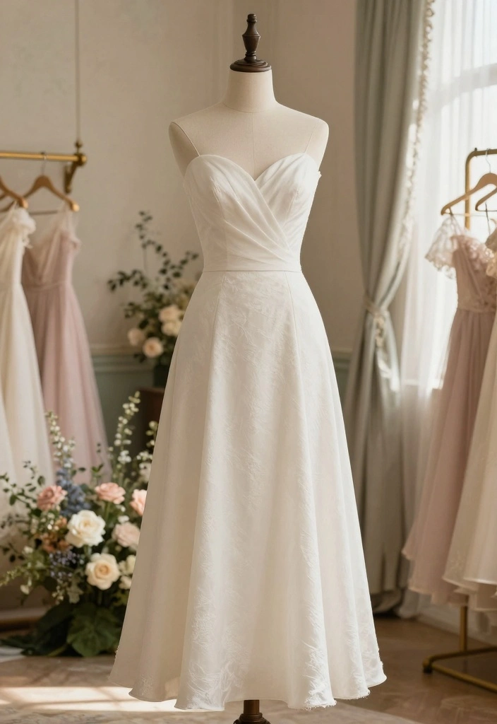 10 Minimalist Wedding Dress Styles for Clean Modern and Chic Elegance - 6. Minimalist Tea-Length Dress 1