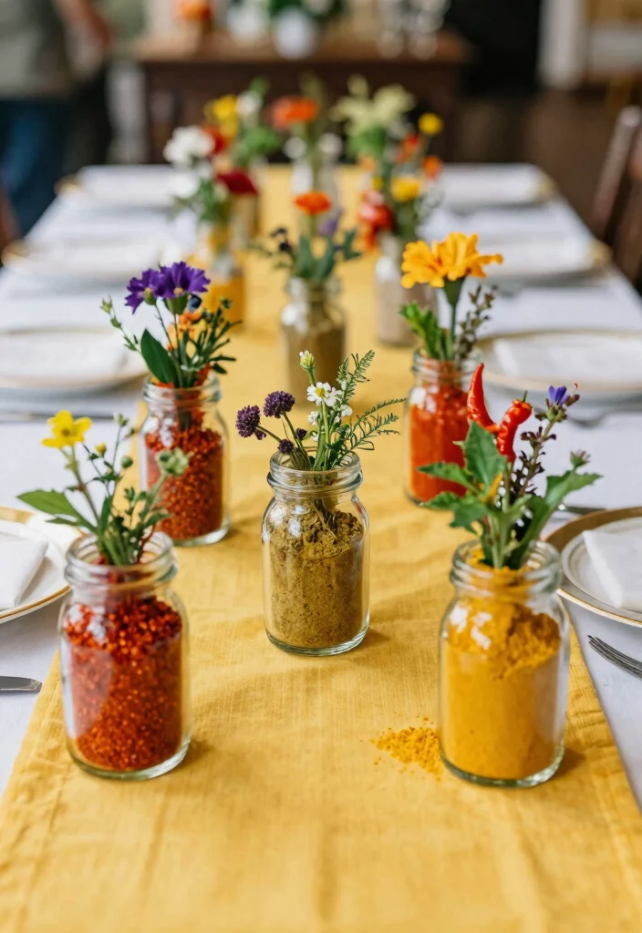 10 Princess and the Frog Centerpiece Ideas for Whimsical Fairytale Decor - 5. Cajun-Inspired Spice Centerpiece 1