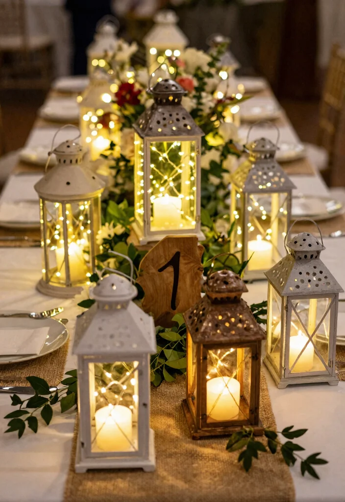 10 Princess and the Frog Centerpiece Ideas for Whimsical Fairytale Decor - 7. Charming Lantern Light Centerpiece 1