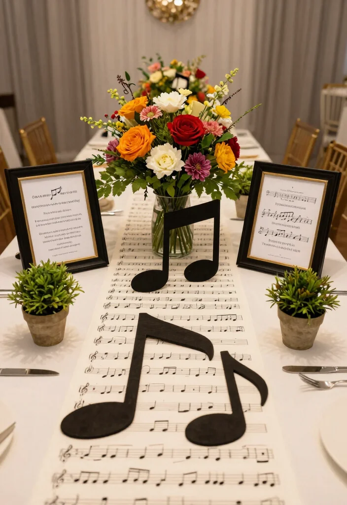 10 Princess and the Frog Centerpiece Ideas for Whimsical Fairytale Decor - 8. Musical Note Centerpiece 1