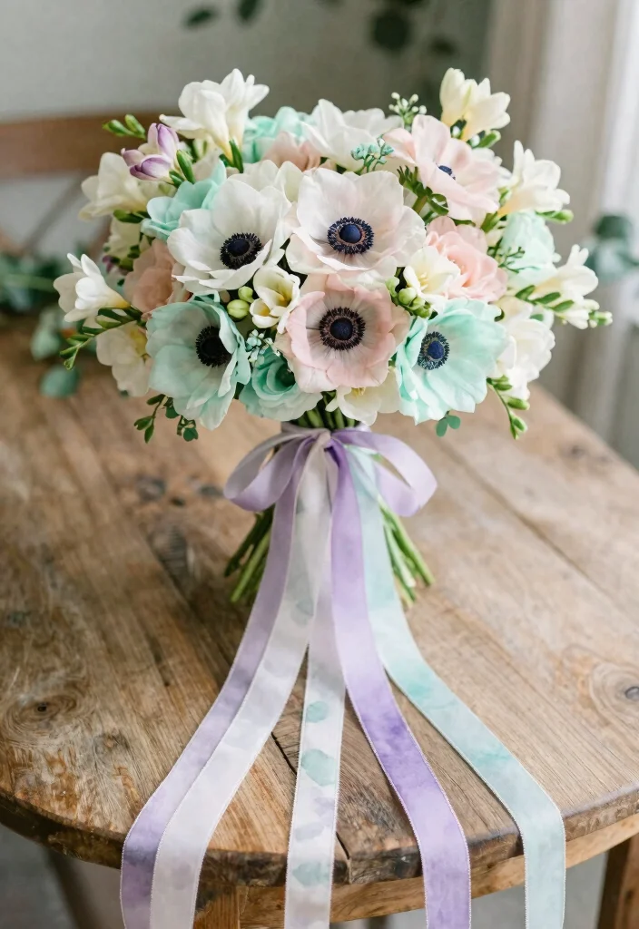 10 Ribbon Bouquet Ideas for Soft Romantic Bridal Flair and Texture - 1. Whimsical Watercolor Ribbons 1