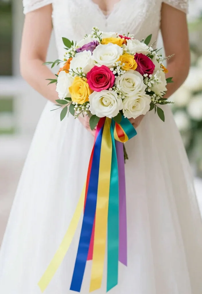 10 Ribbon Bouquet Ideas for Soft Romantic Bridal Flair and Texture - 10. Color-Blocked Ribbons 1