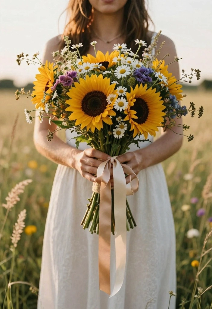 10 Ribbon Bouquet Ideas for Soft Romantic Bridal Flair and Texture - 2. Rustic Twine and Ribbon Combo 1