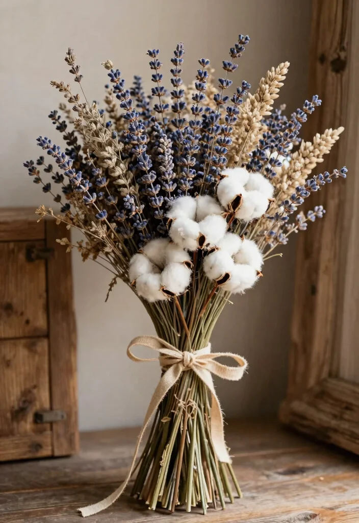 10 Ribbon Bouquet Ideas for Soft Romantic Bridal Flair and Texture - 4. Nature-Inspired Dried Flower Ribbons 1