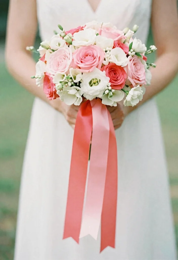 10 Ribbon Bouquet Ideas for Soft Romantic Bridal Flair and Texture - 5. Ombre Fabric Ribbons 1
