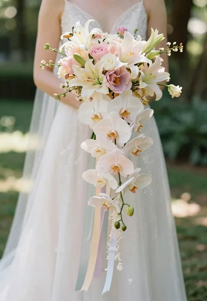 10 Ribbon Bouquet Ideas for Soft Romantic Bridal Flair and Texture - 7. Cascading Ribbon Tails 1