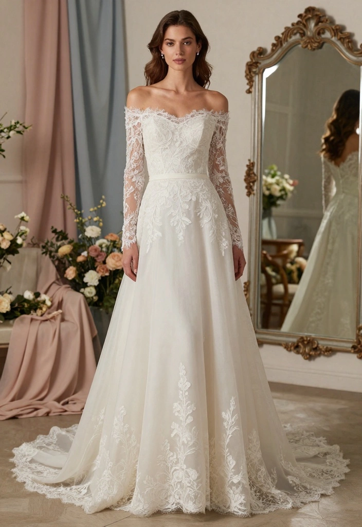 10 Simple Bridal Gown Ideas for Elegant Minimal and Timeless Looks - 4. The Off-the-Shoulder Style 1