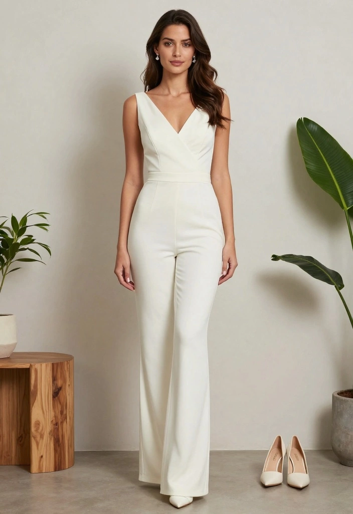 10 Simple Bridal Gown Ideas for Elegant Minimal and Timeless Looks - 6. The Modern Jumpsuit 1