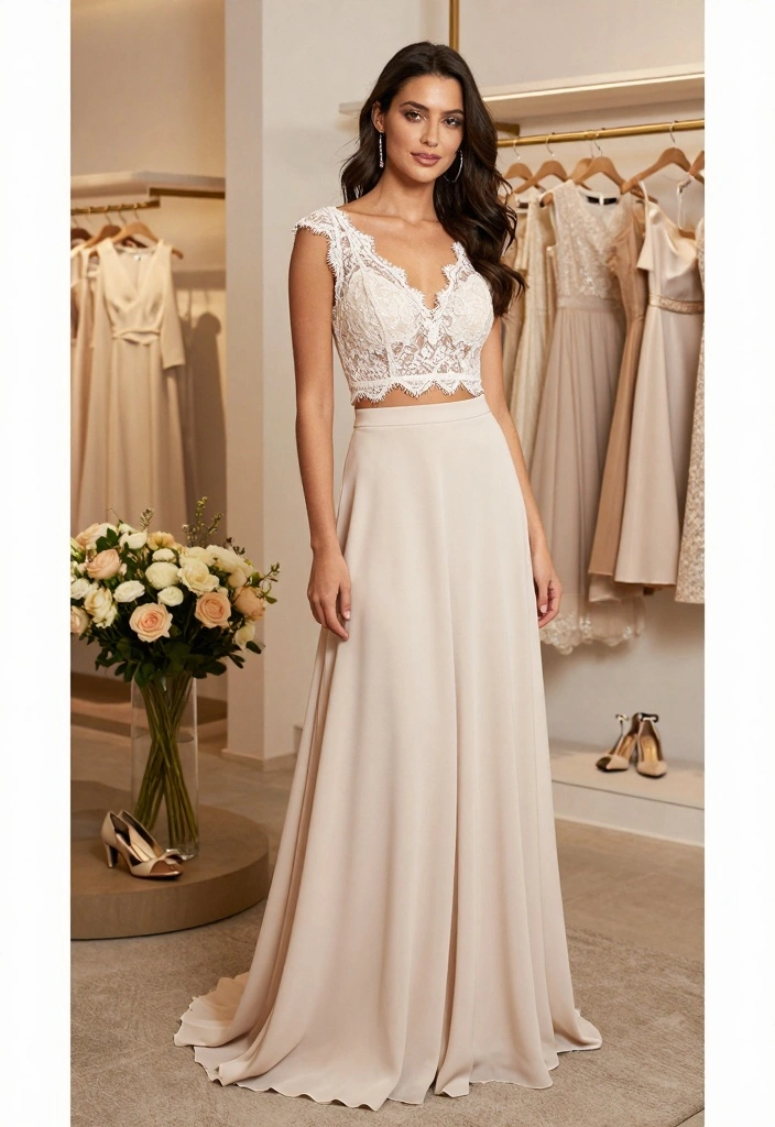 10 Simple Bridal Gown Ideas for Elegant Minimal and Timeless Looks - 9. The Elegant Two-Piece 1