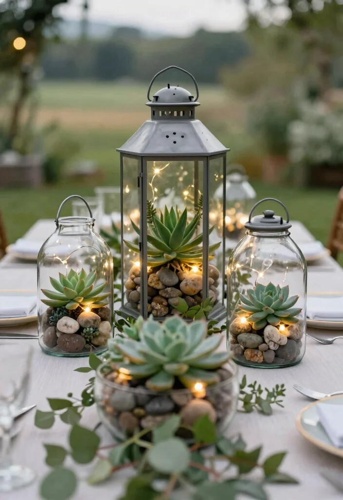 10 Tangled Centerpiece Ideas for Romantic Lantern Inspired Fairytale Decor - 3. Glass Terrarium Lanterns 1