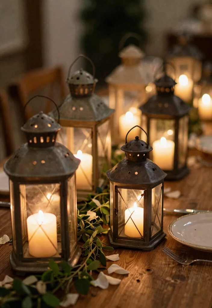10 Tangled Centerpiece Ideas for Romantic Lantern Inspired Fairytale Decor - 6. Vintage Lanterns with Candles 1