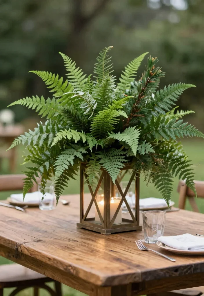 10 Tangled Centerpiece Ideas for Romantic Lantern Inspired Fairytale Decor - 9. Lanterns with Seasonal Greenery 1