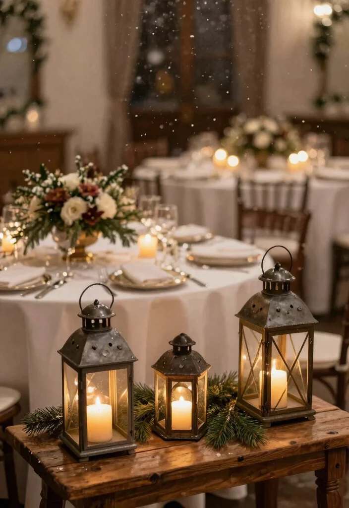 10 Winter Wedding Lighting Ideas for Magical Soft and Romantic Glow - 2. Lanterns for Vintage Charm 1