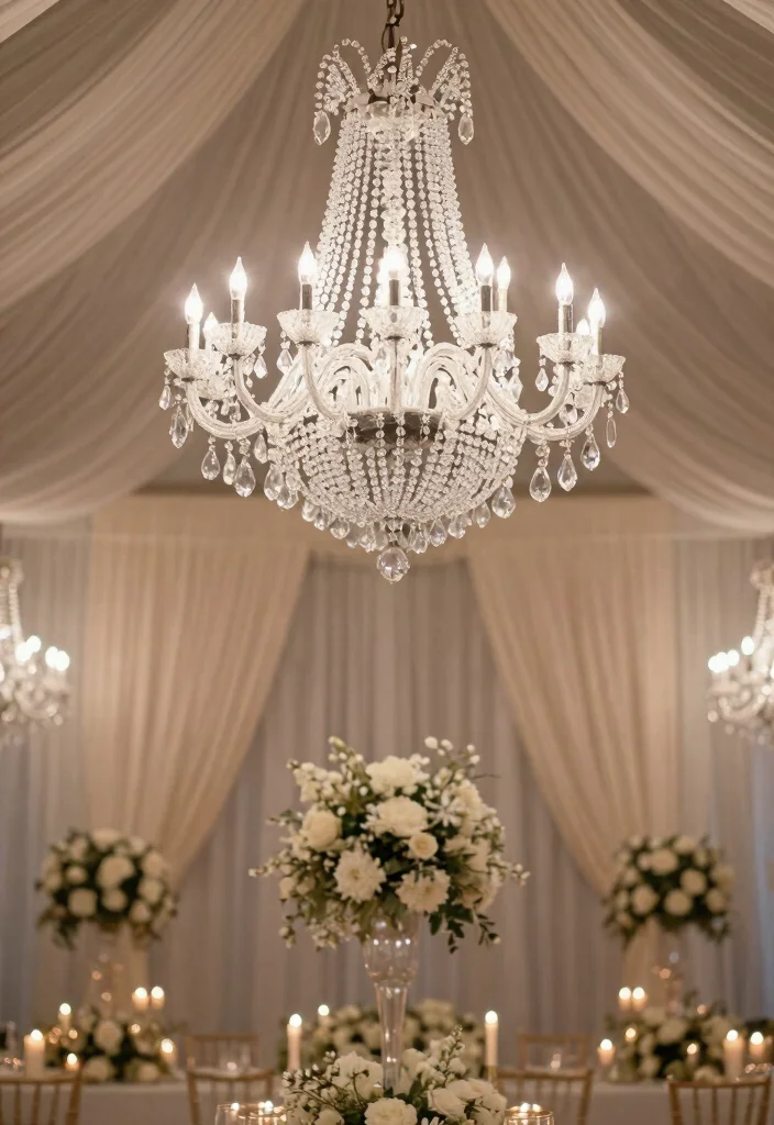 10 Winter Wedding Lighting Ideas for Magical Soft and Romantic Glow - 3. Crystal Chandeliers 1