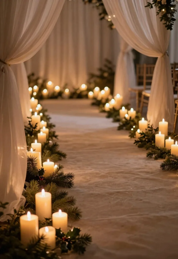 10 Winter Wedding Lighting Ideas for Magical Soft and Romantic Glow - 5. Candlelit Aisles 1
