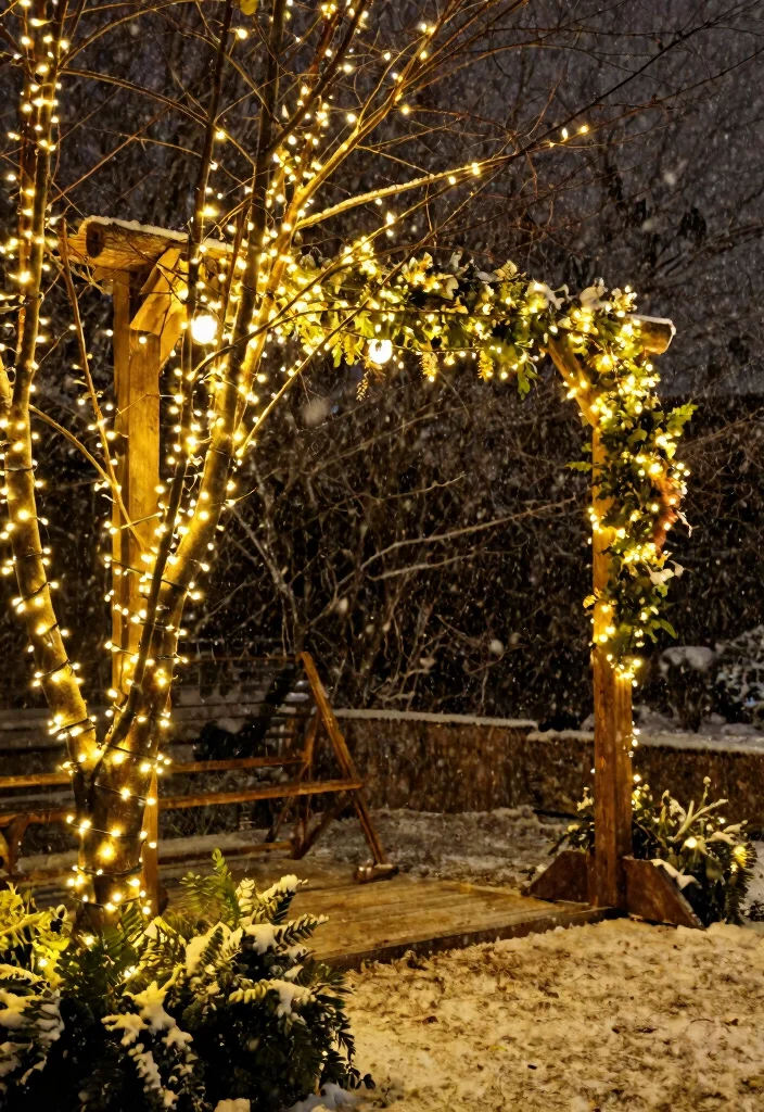 10 Winter Wedding Lighting Ideas for Magical Soft and Romantic Glow - 6. String Lights Inside Branches 1