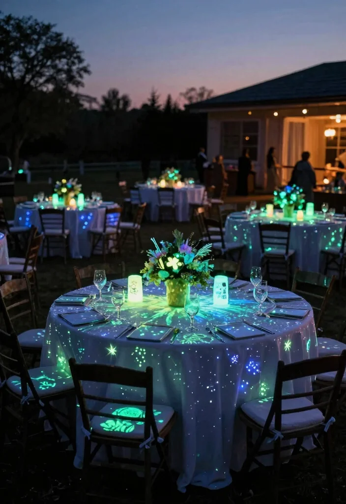 10 Winter Wedding Lighting Ideas for Magical Soft and Romantic Glow - 8. Glow in the Dark Decor 1