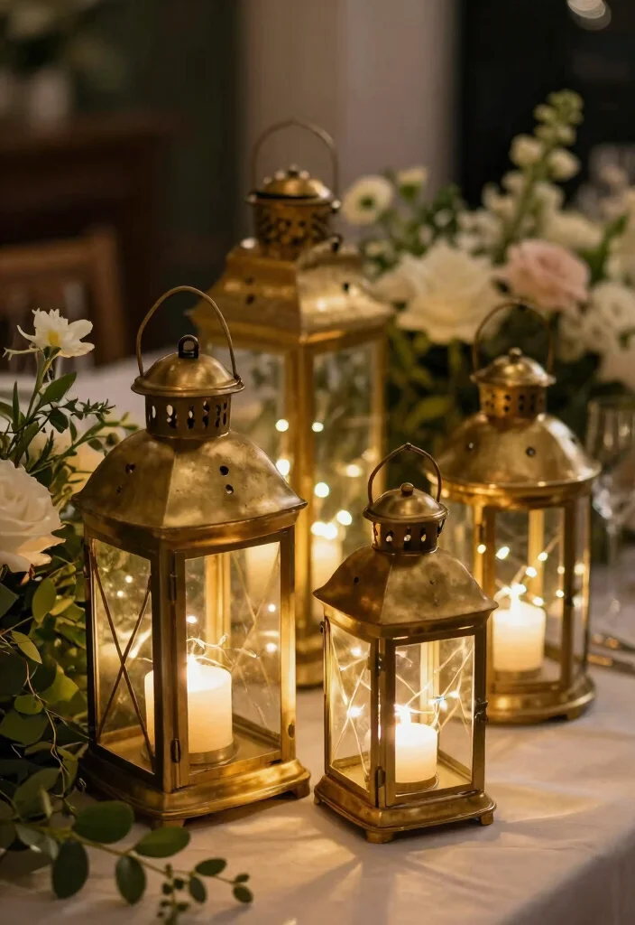 12 50th Anniversary Centerpiece Ideas for Elegant Golden Celebration Style - 11. Elegant Lanterns 1