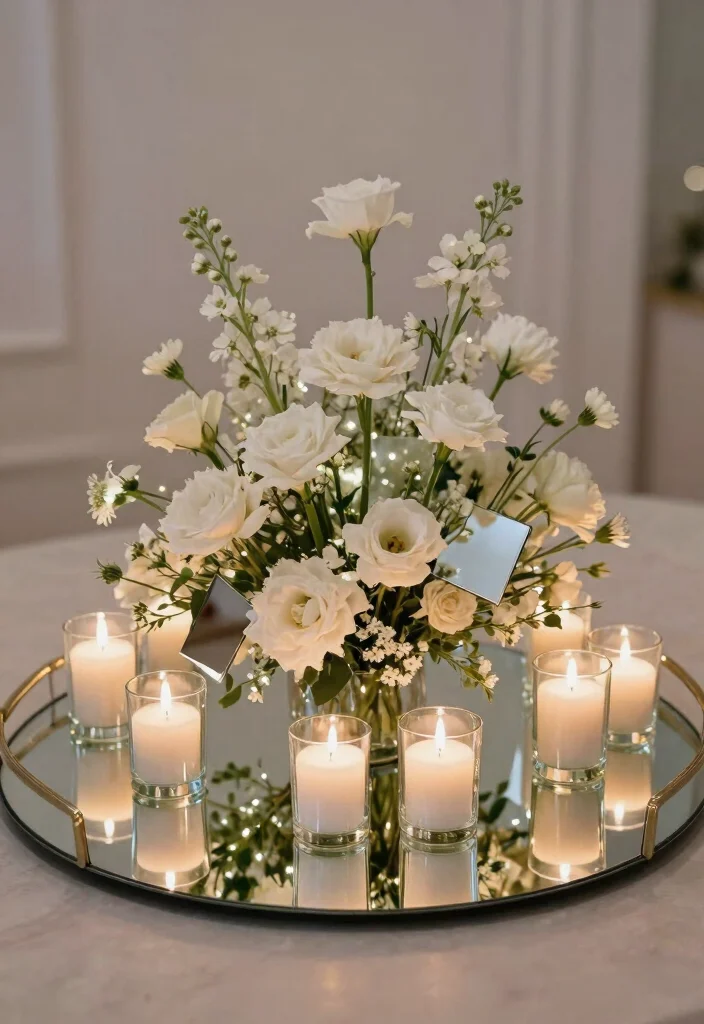 12 50th Anniversary Centerpiece Ideas for Elegant Golden Celebration Style - 12. Creative Use of Mirrors 1