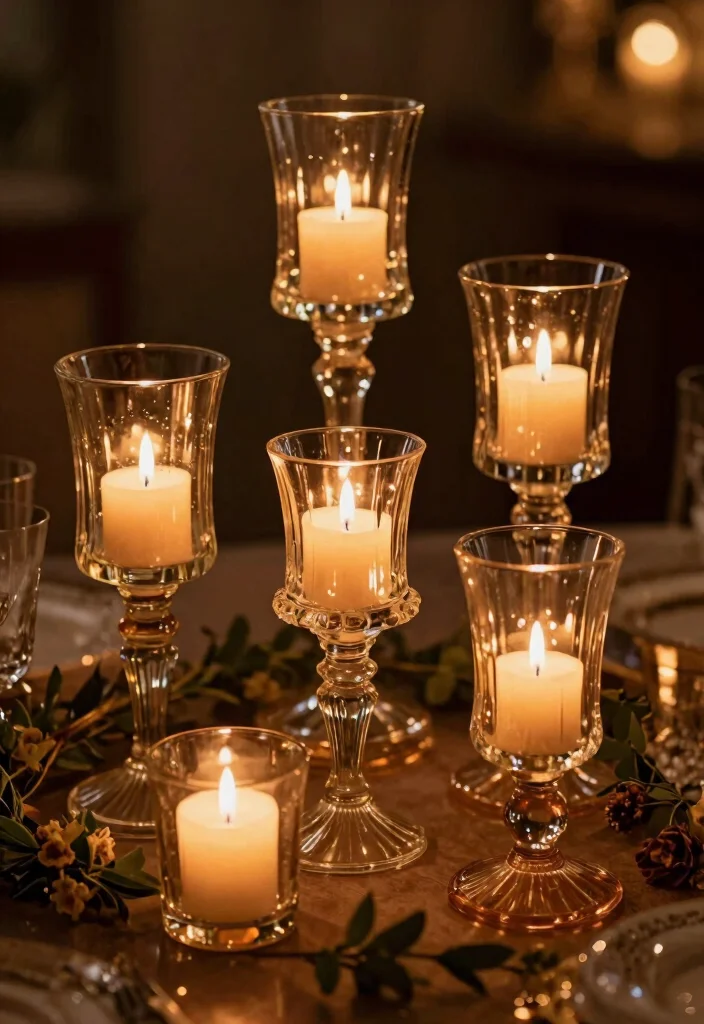 12 50th Anniversary Centerpiece Ideas for Elegant Golden Celebration Style - 2. Vintage Glass and Candles 1