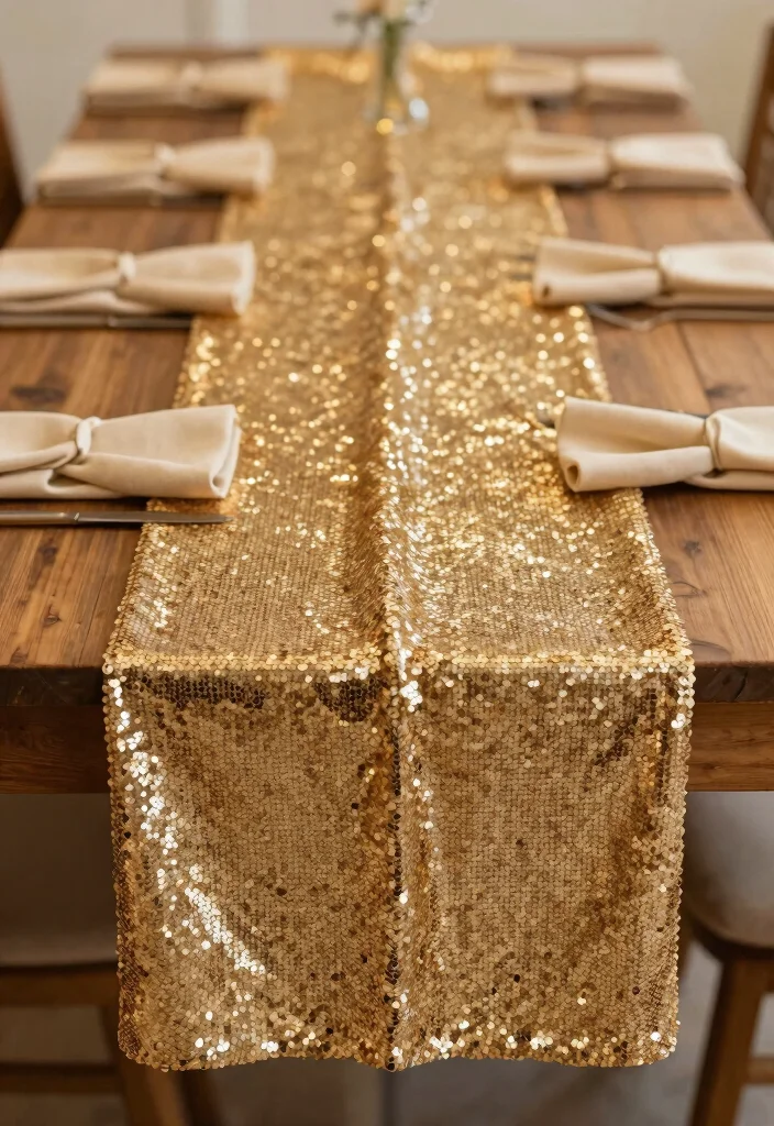 12 50th Anniversary Centerpiece Ideas for Elegant Golden Celebration Style - 3. Golden Themed Table Runners 1