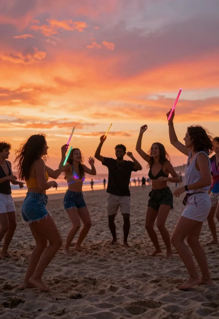 12 Bachelorette Beach Party Ideas for Sunny Fun and Coastal Celebration Vibes 122 12 Bachelorette Beach Party Ideas for Sunny Fun and Coastal Celebration Vibes - 12. Sunset Dance Party 1