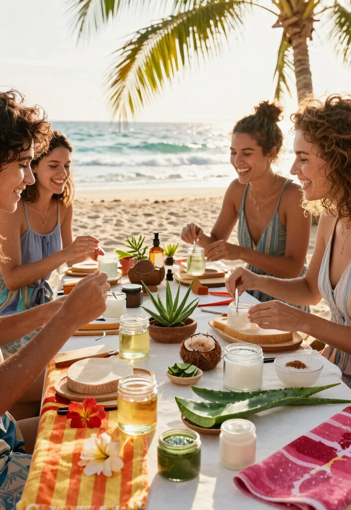 12 Bachelorette Beach Party Ideas for Sunny Fun and Coastal Celebration Vibes 34 12 Bachelorette Beach Party Ideas for Sunny Fun and Coastal Celebration Vibes - 4. DIY Natural Beauty Bar 1