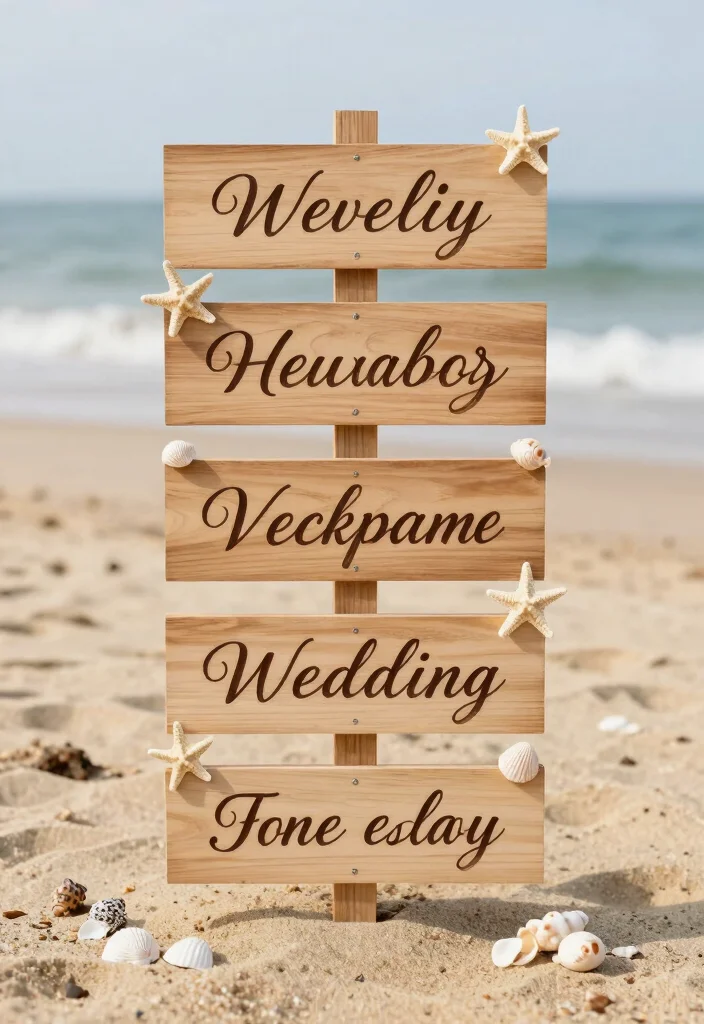 12 Beach Wedding Backdrop Ideas for Breezy Romantic Coastal Vibes - 12. Personalized Signage 1