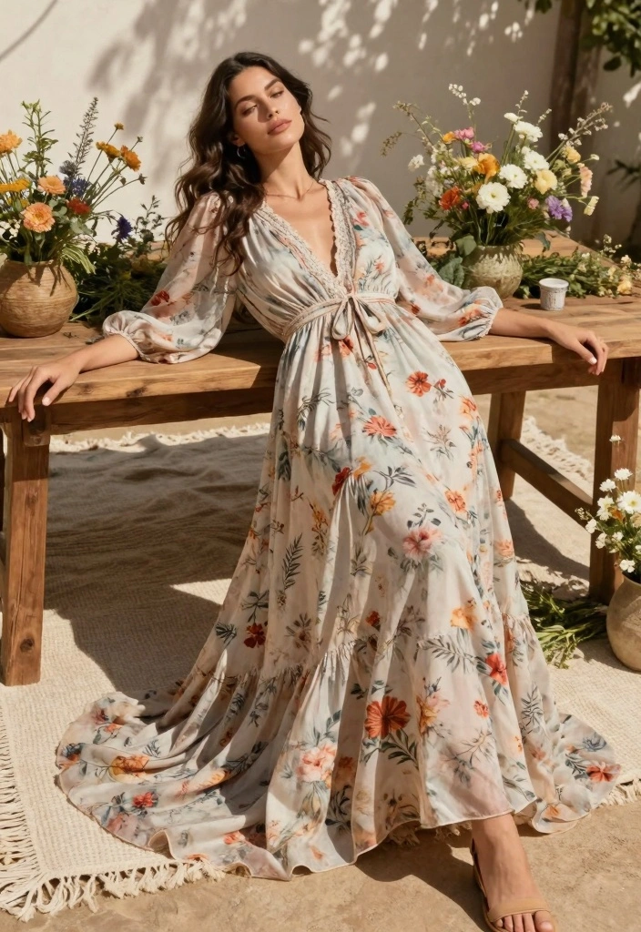 12 Boho Wedding Dress Ideas for Free Spirited Effortless Bridal Vibes - 2. Flowy Maxi Dress 1