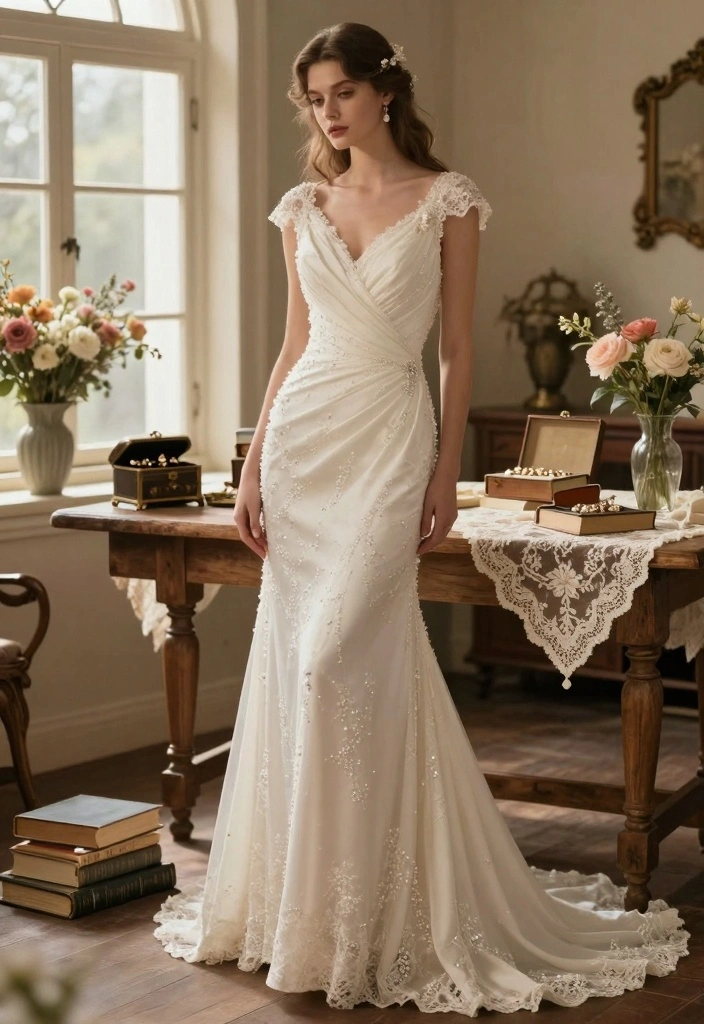 12 Boho Wedding Dress Ideas for Free Spirited Effortless Bridal Vibes - 5. Vintage-Inspired Gown 1