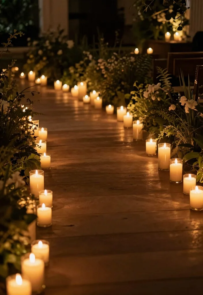 12 Christian Wedding Decoration Ideas for Elegant Sacred Ceremony Style - 9. Candlelit Aisle 1
