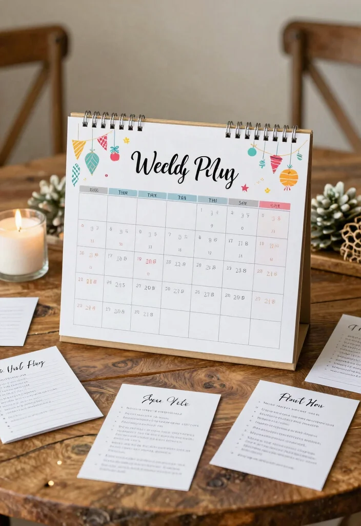 12 Christmas Bridal Shower Ideas for Festive Cozy Holiday Ready Decor - 10. Personalized Wedding Planning Calendar 1