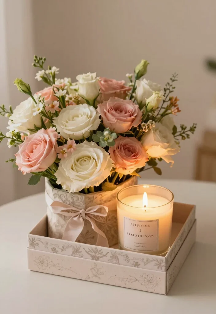 12 Eco-Friendly Valentine's Bouquet Ideas for Romantic, Sweet, and Gift-Ready Designs 122 12 Eco-Friendly Valentine's Bouquet Ideas for Romantic, Sweet, and Gift-Ready Designs - 12. Flower and Candle Combination Gift 1