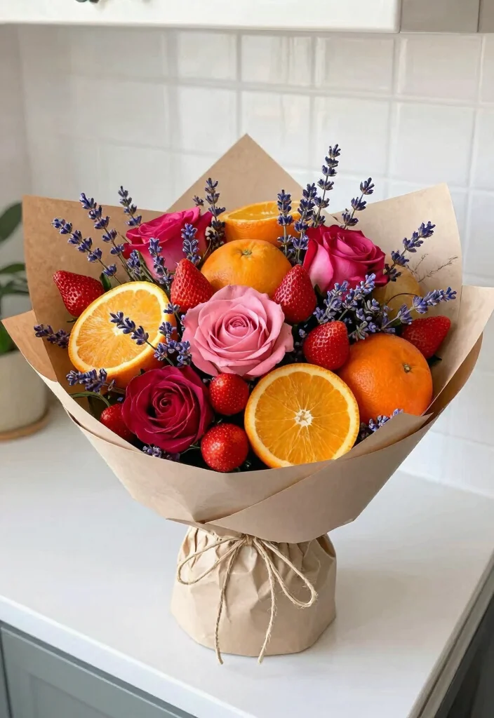 12 Eco-Friendly Valentine's Bouquet Ideas for Romantic, Sweet, and Gift-Ready Designs 78 12 Eco-Friendly Valentine's Bouquet Ideas for Romantic, Sweet, and Gift-Ready Designs - 8. Fruits and Flowers Bouquet 1