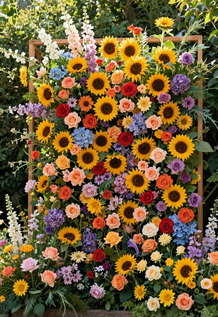 12 Engagement Backdrop Ideas to Elevate Your Proposal or Party Setting - 1. Whimsical Flower Wall 1