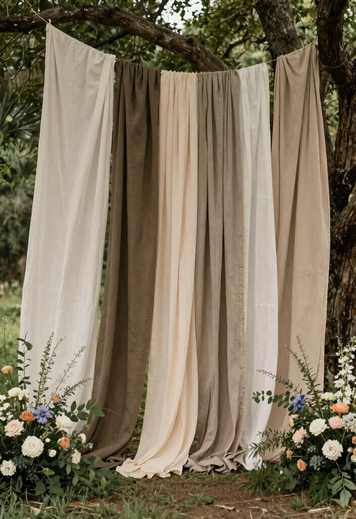 12 Engagement Backdrop Ideas to Elevate Your Proposal or Party Setting - 7. Upcycled Fabric Drapes 1